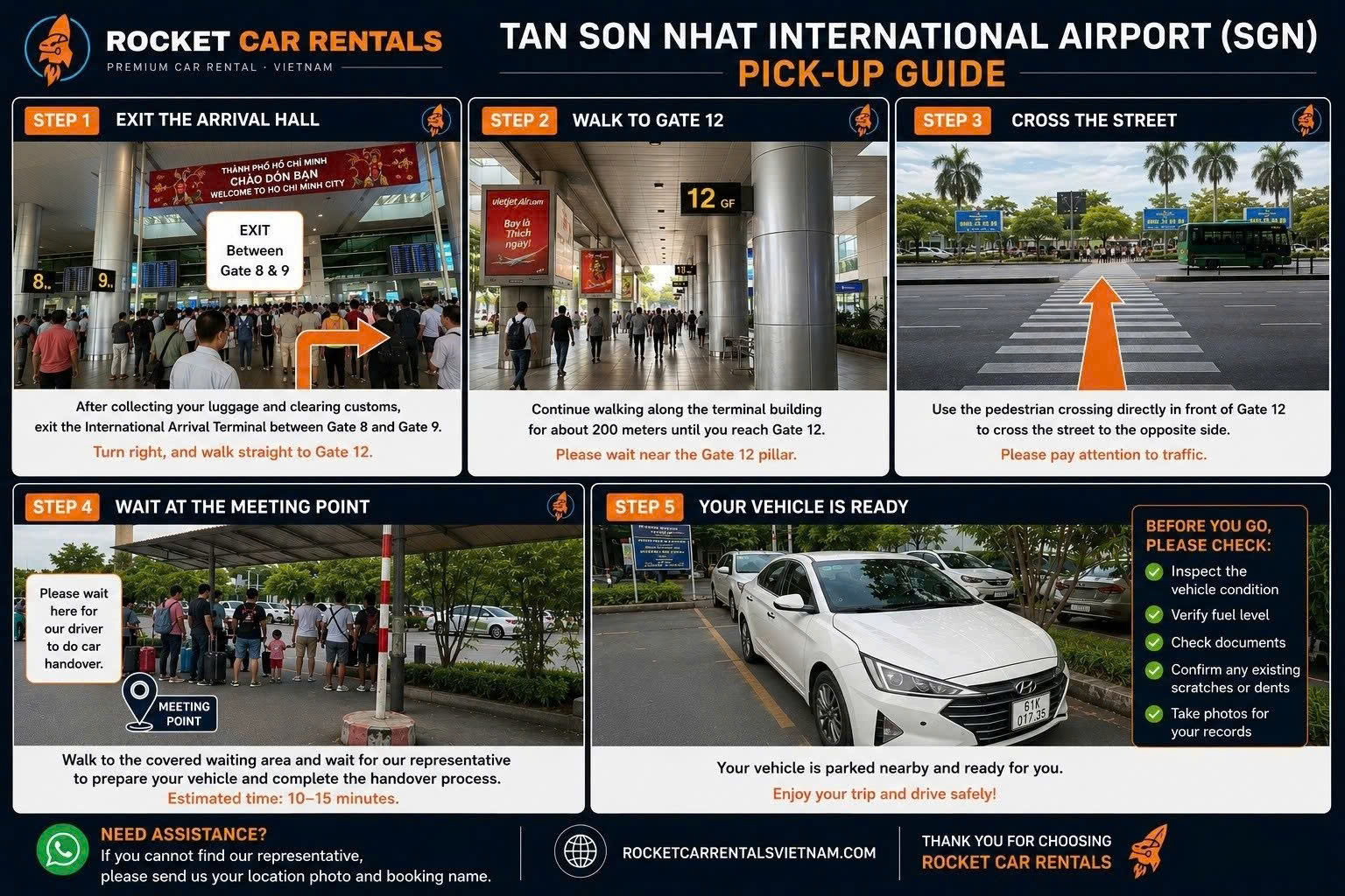 Hướng dẫn nhận xe từng bước tại Sân bay Quốc tế Tân Sơn Nhất